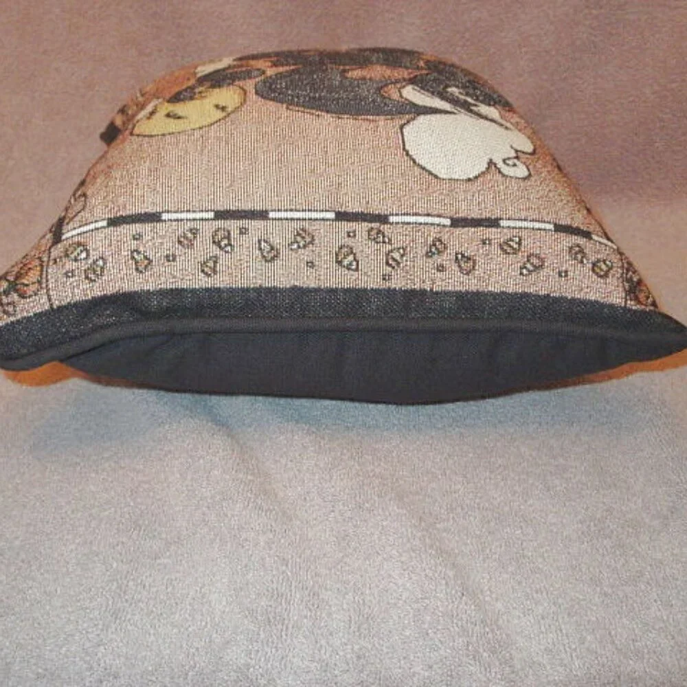 Vtg The Rug Barn Gone Batty Tapestry Pillow Halloween Moon Ghosts Whimsigoth 12